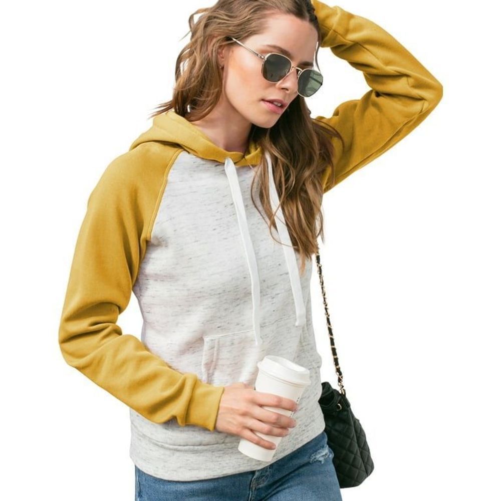 Doublju Women's Long Sleeve Lightweight Pullover Raglan Hoodie Sweatshirts Large